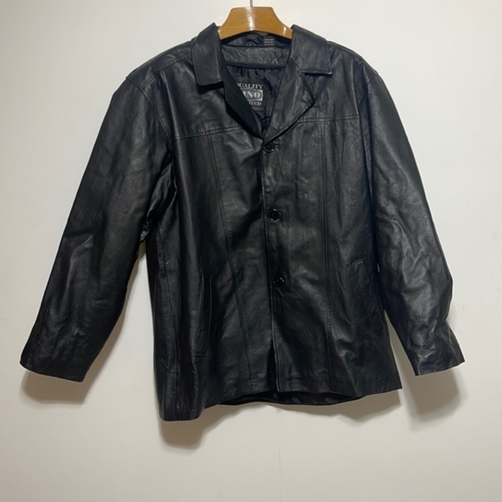 Vintage Plus size black leather jacket - oversized leather jacket